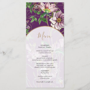 Purple Floral Greenery Gold Arch Wedding Menu