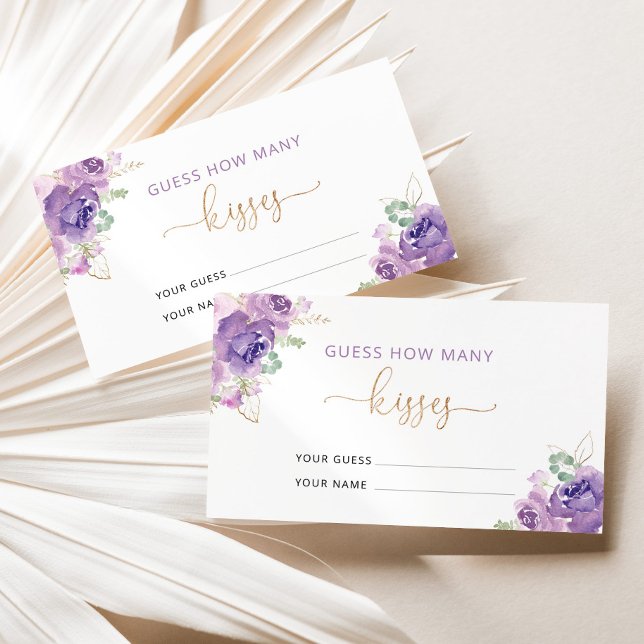 Purple floral guess how many kisses enclosure card (Creator Uploaded)