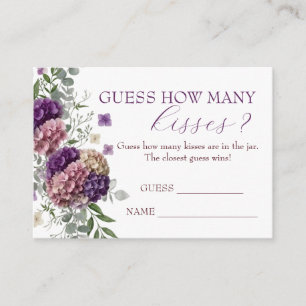 Purple Floral Guess How Many Kisses Game Card