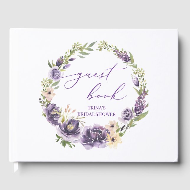 Purple Floral Guest Book (Front)