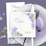 Purple Floral Happy Birthday Script Name Napkin<br><div class="desc">Purple quinceanera napkins - or personalise with your custom text. Elegant watercolor floral for girly sweet 15 (or edit for any other occasion) with delicate and airy flowers in shades of light purple lilac lavender blue. Please browse my Purple Peri Floral collection for co-ordinating quinceanera invitations, stationery and day-of-event decor...</div>