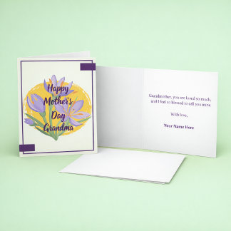Purple Floral Happy Mother’s Day Grandma Greeting Card