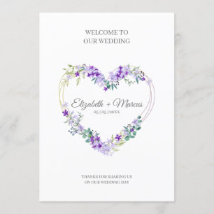 Purple Floral Heart for Wedding Sand Ceremony Programme