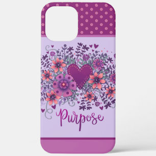 Purple Floral Heart Purpose Inspirivity iPhone 12 Pro Max Case