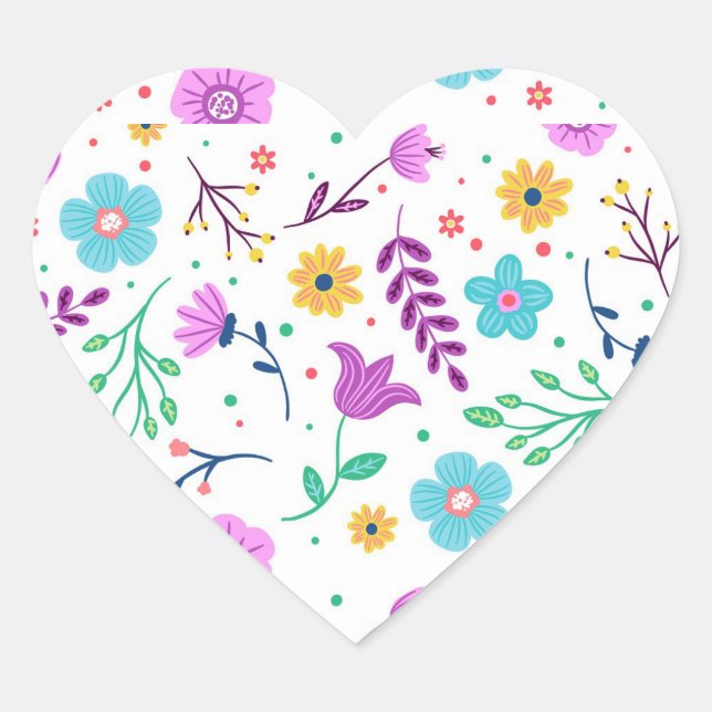 Purple Floral Heart Sticker (Front)