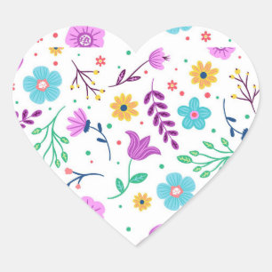 Purple Floral Heart Sticker