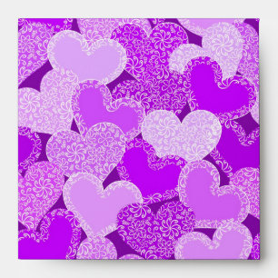 Purple floral hearts pattern envelope