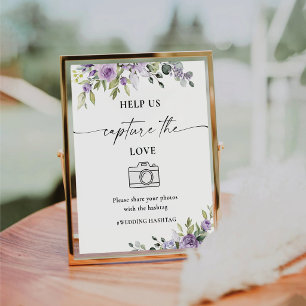 Purple Floral Help Us Capture The Love Sign