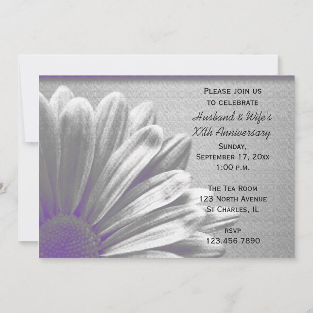 Purple Floral Highlights Wedding Anniversary Party Invitation (Front)