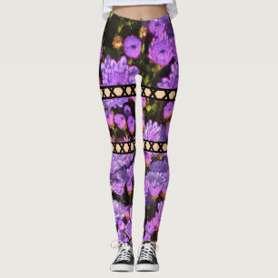 Purple Floral illusion Cutout Leggings