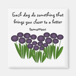 Purple Floral Inspirational Message Magnet