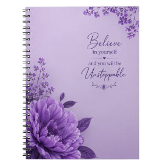 Purple Floral Inspirational Notebook –