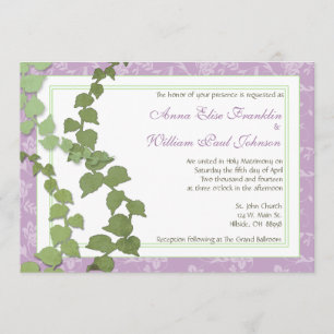 Purple Floral Ivy Wedding Invitation