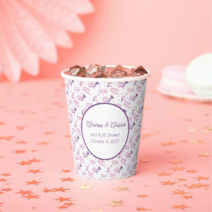 Purple Floral Jack and Jill Shower Paper Cups