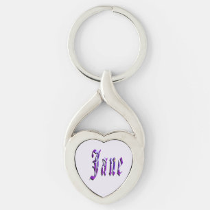Purple Floral Jane Name, Key Ring