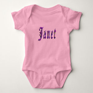 Purple Floral Janet Name, Baby Bodysuit