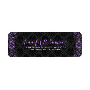 Purple Floral Lace Black Damasks