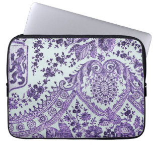 Purple Floral Lace Pattern Laptop Sleeve