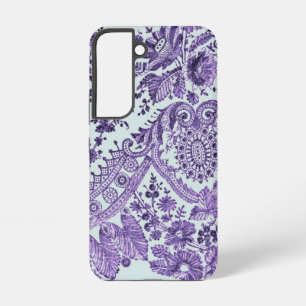 Purple Floral Lace Pattern Samsung Galaxy Case