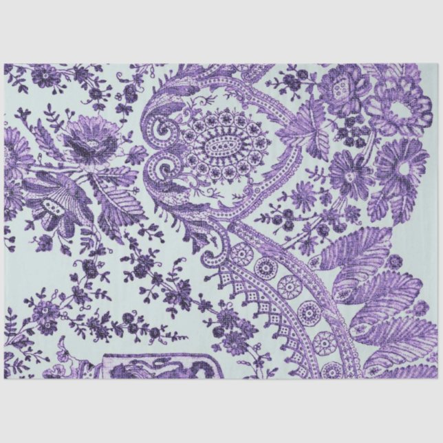 Purple Floral Lace Pattern Tissue Paper (Front)