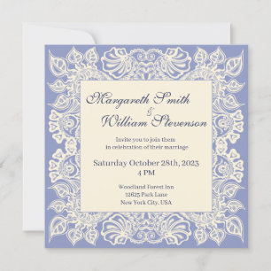 Purple Floral Lace Wedding Invitation