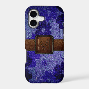 Purple Floral Leather Look Brown Tag