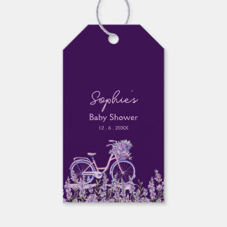 Purple Floral Lilac Bicycle Baby Shower Plate Gift Tags