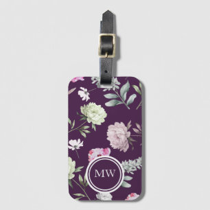 Purple Floral  Luggage Tag