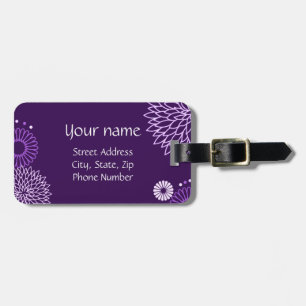 Purple Floral Luggage Tag