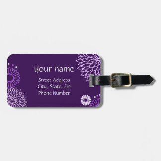 Purple Floral Luggage Tag