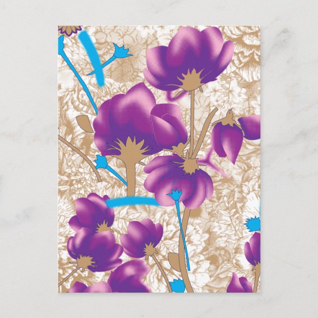 Purple Floral Luxury Holiday Postcard (Front)
