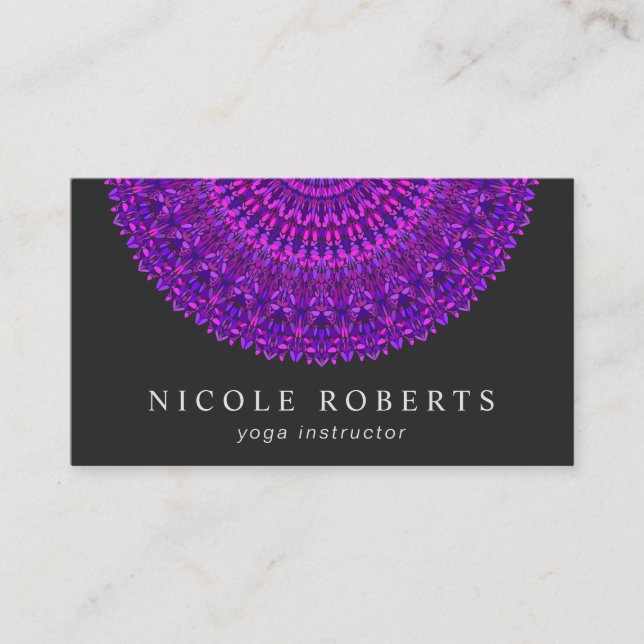 Purple Floral Mandala Business Card (Front)