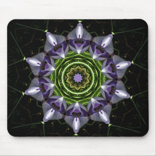 Purple Floral Mandala Kaleidoscope Art Mouse Mat