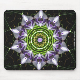 Purple Floral Mandala Kaleidoscope Art Mouse Mat