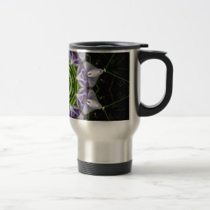Purple Floral Mandala Kaleidoscope Art Travel Mug
