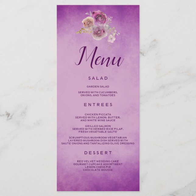 Purple Floral Menu (Front)