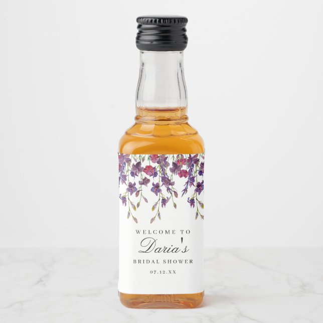 Purple Floral Mini Bottle Label (Front)