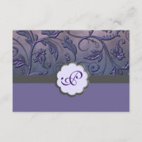 Purple Floral Monogram Response Card