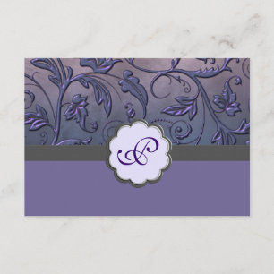 Purple Floral Monogram Response Card