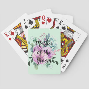 Purple Floral MOTHER of the GROOM Wedding Bridal Playing Cards