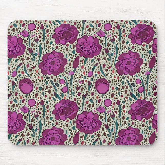 Purple Floral Mouse Mat (Front)