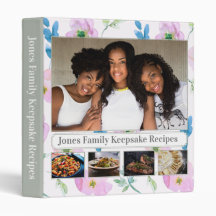 Purple Floral Multi-Image Recipe 3 Ring Binder