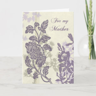 Purple Floral Mum  Wedding Day Thank You Card