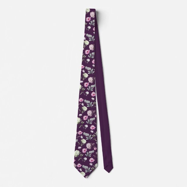 Purple Floral Neck Tie (Front)