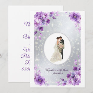 Purple Floral Nikkah Invitation Card 2026   Muslim
