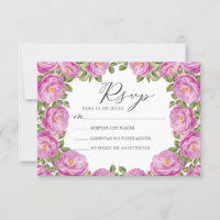 Purple Floral Nuestra Boda Spanish Wedding RSVP