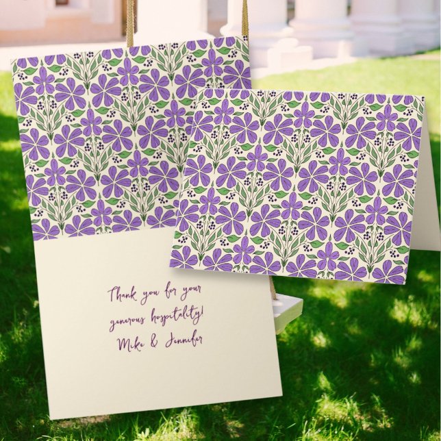 Purple Floral Ogee Pattern Custom Notecards (Creator Uploaded)