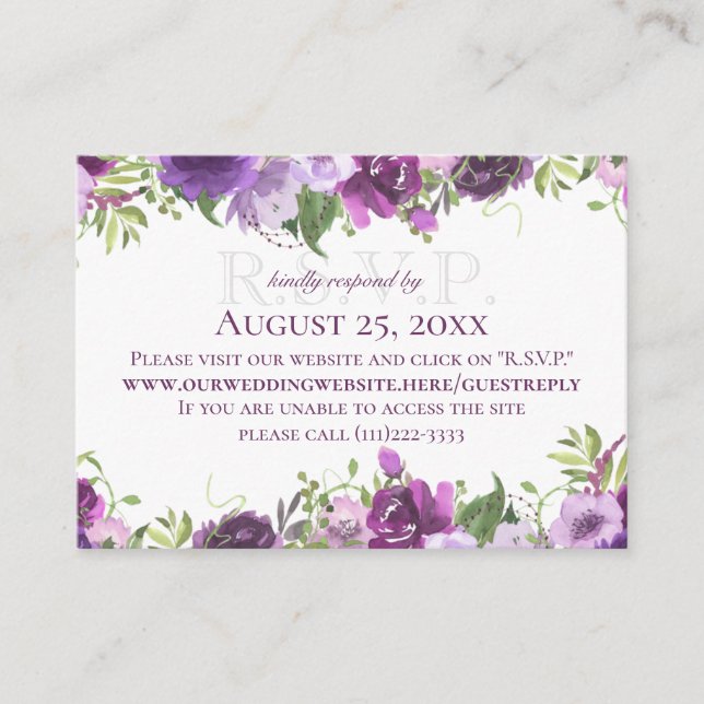 Purple Floral Online Response Card (Front)