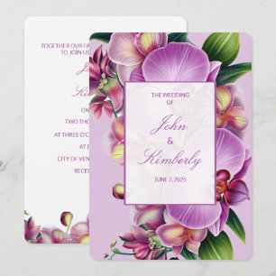 Purple Floral Orchids Wedding Invitation
