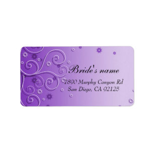 Purple Floral Ornaments Swirls address label